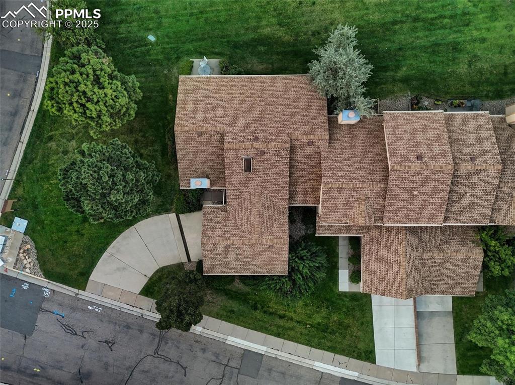 Image 31 of 36: Aerial view of the home