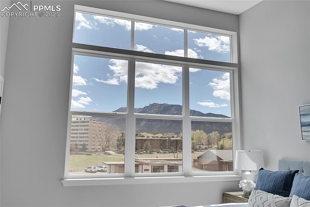 Image 23 of 31: Interior details featuring a mountain view