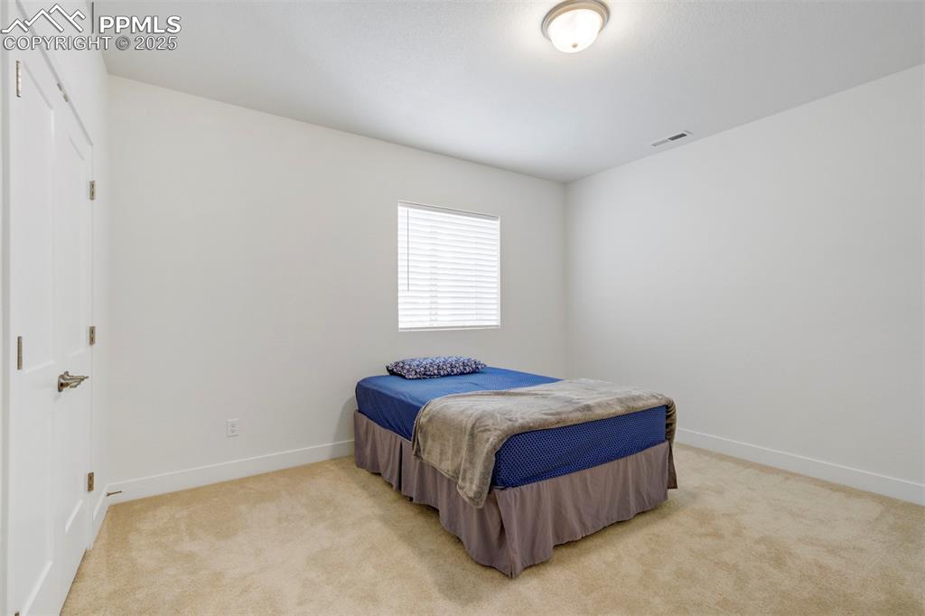 Image 41 of 45: Bedroom featuring light colored carpet and a closet
