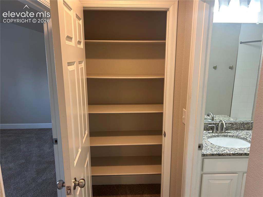 Image 33 of 38: basement bathroom linen closet 
