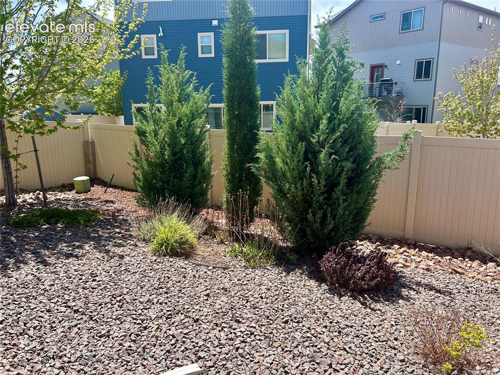 Image 36 of 38: Xeriscape landscaping with drip line watering system