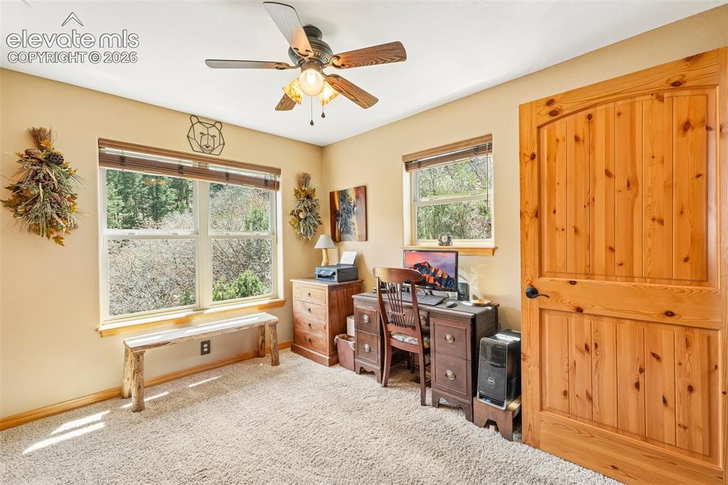 Image 10 of 50: Bedroom 4 on main level with Murphy bed and views just outside the window