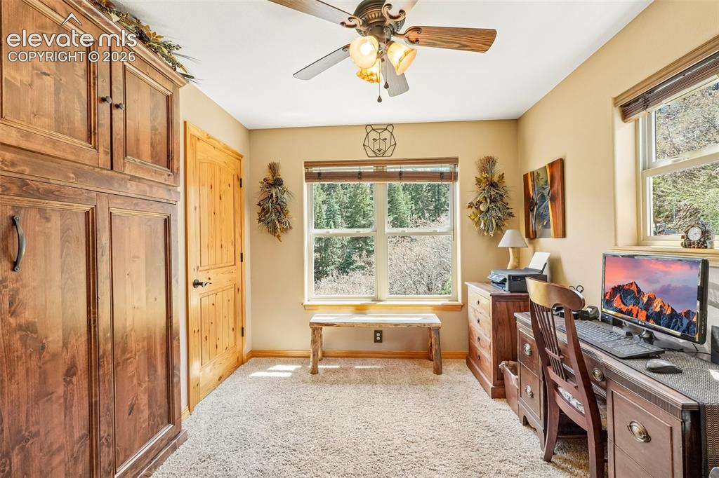 Image 9 of 50: Bedroom 4 on main level with Murphy bed and views just outside the window
