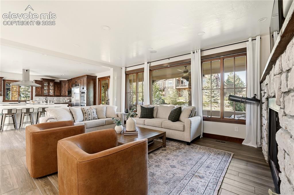 Image 5 of 46: Beautifully updated kitchen open to the living area