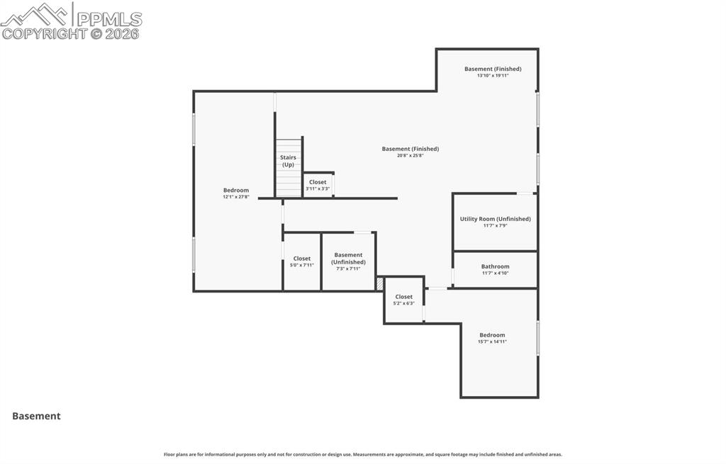 Image 26 of 31: Basement third bedroom with walk in closet 