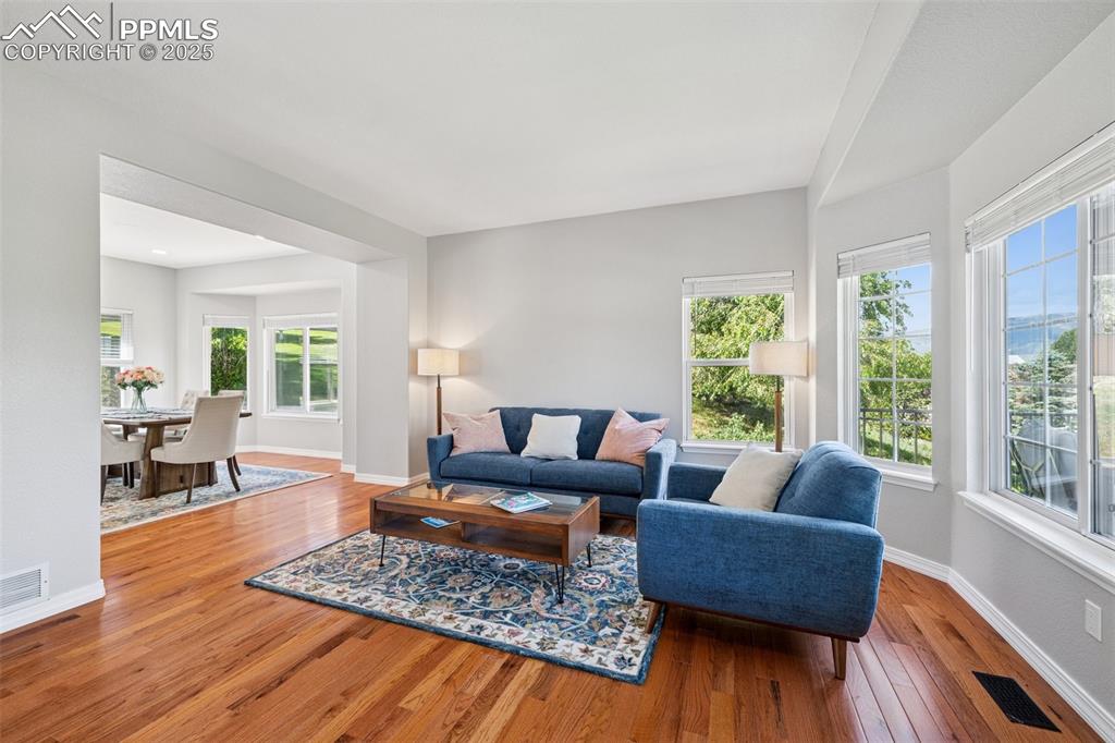 Image 17 of 50: Living room with hardwood / wood-style floors and plenty of natural light