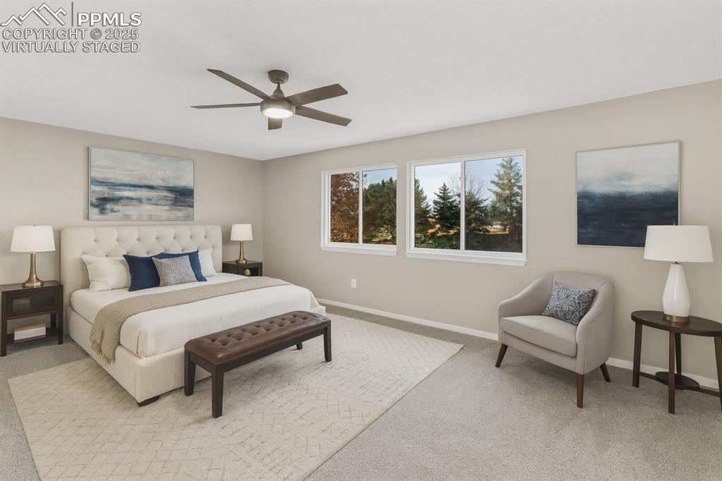 Image 5 of 31: primary suite, attached bathroom, Virtually Staged