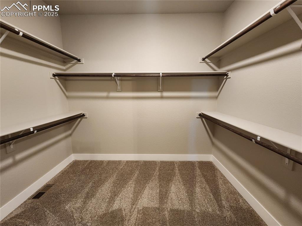 Image 21 of 50: spacious primary bedroom walk-in closet featuring ample shelving and genero