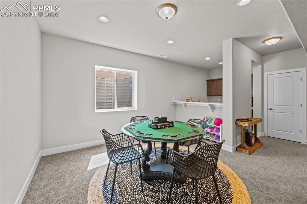 Image 28 of 49: Lower level bonus room featuring recessed lighting and a window with a well