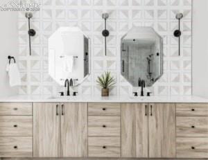 Image 10 of 19: Full bathroom with double vanity