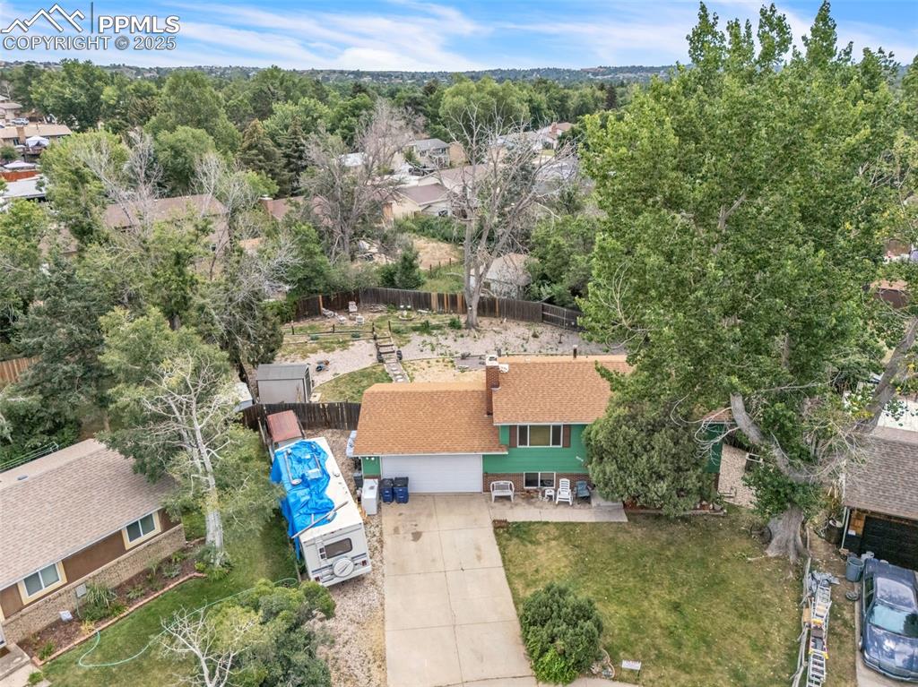 Image 46 of 49: Aerial view of property and surrounding area