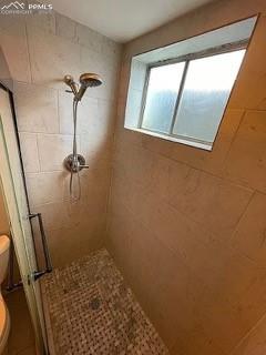 Image 17 of 25: Bathroom with toilet and a shower stall