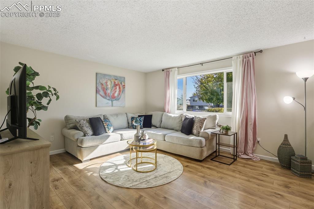 Image 3 of 34: Living room with a light wood-style flooring