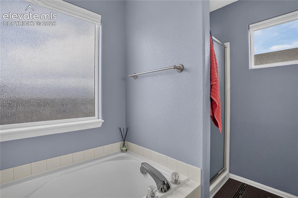 Image 20 of 31: Soaking tub & walk-in shower
