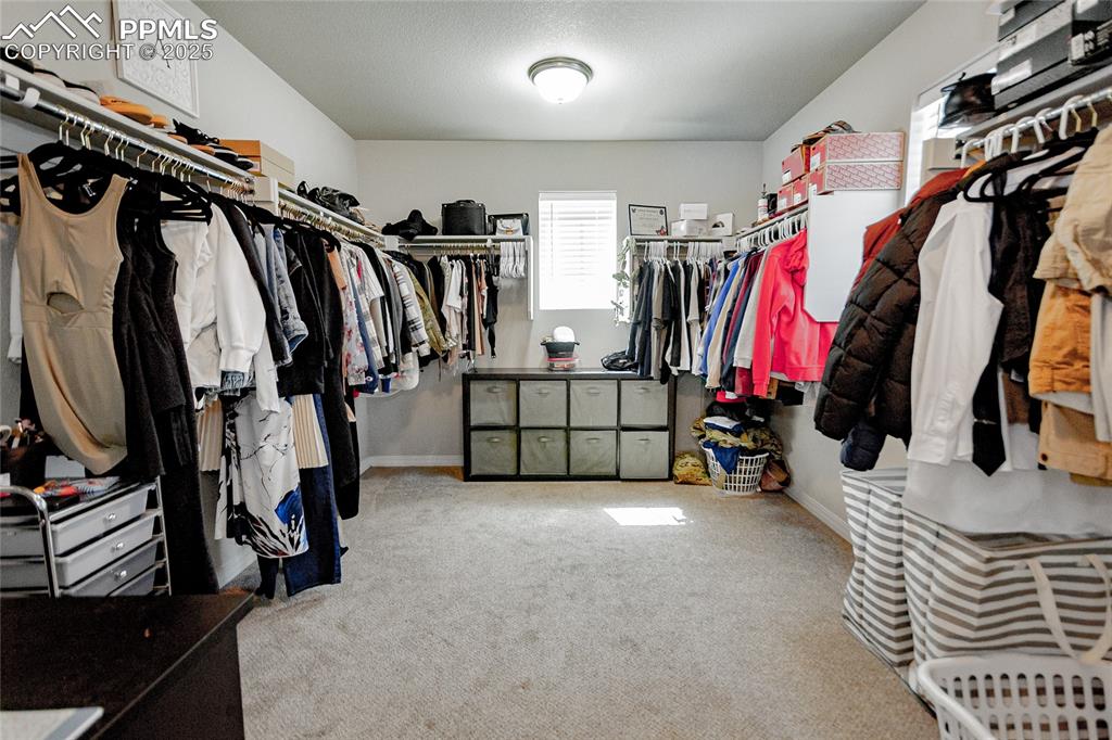 Image 21 of 25: Spacious closet with carpet floors