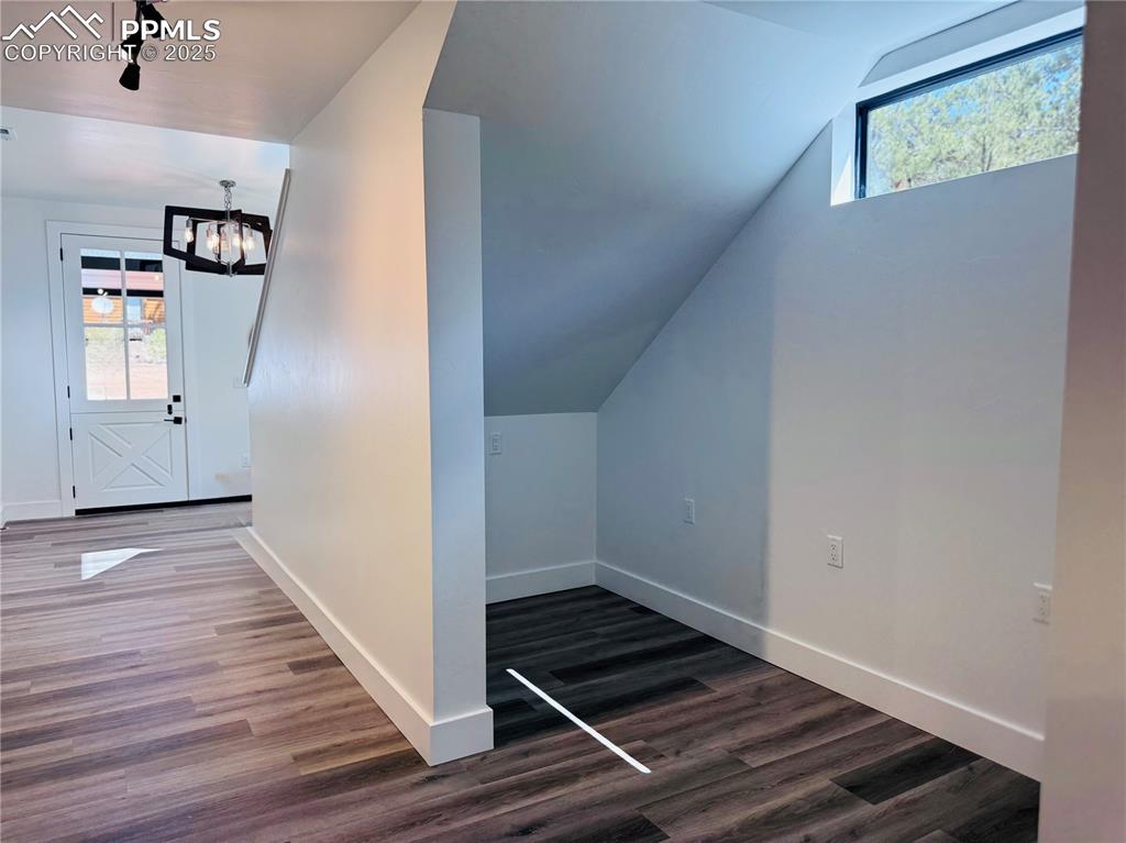 Image 7 of 26: 16x4 work nook under stairs w/outlets 