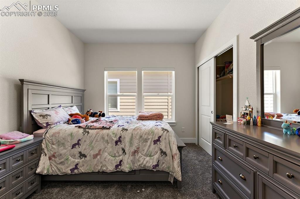 Image 33 of 46: Bedroom with dark carpet