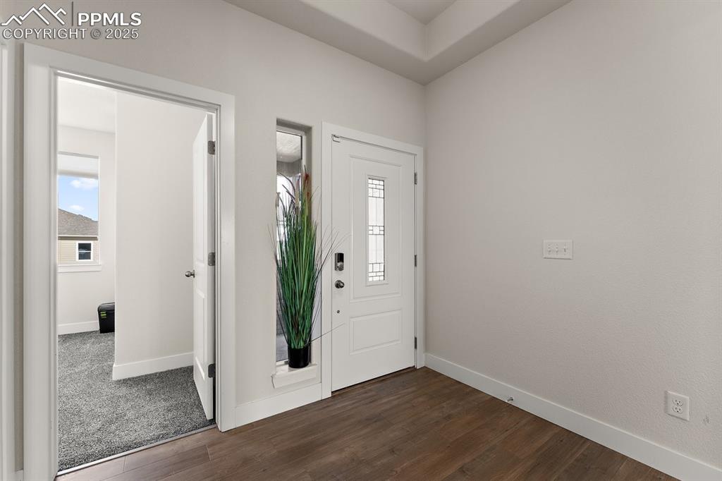 Image 6 of 46: Foyer featuring plenty of natural light, baseboards, and dark wood-style fl