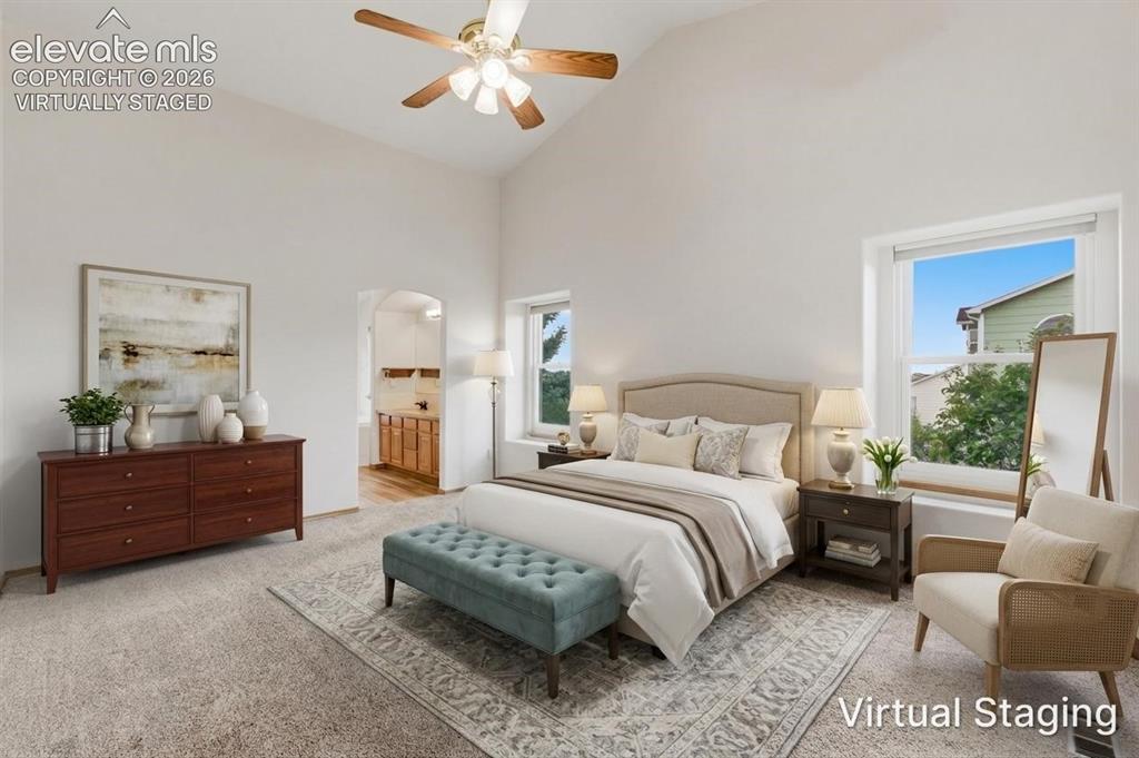 Image 21 of 50: Primary bedroom virtually staged