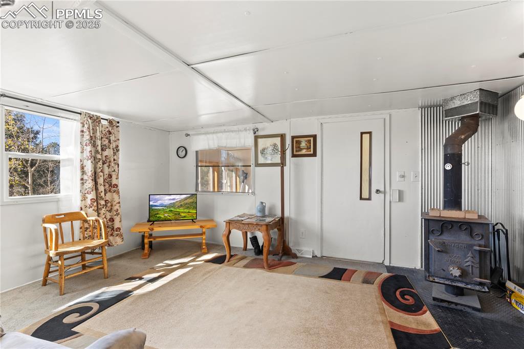 Image 10 of 31: Living area featuring healthy amount of natural light, carpet floors, and a