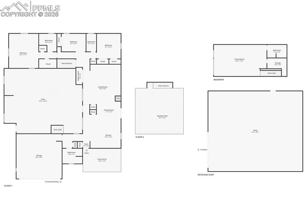 Image 50 of 50: Floor Plan Layout – Detailed floor plan includes main level, basement, roof