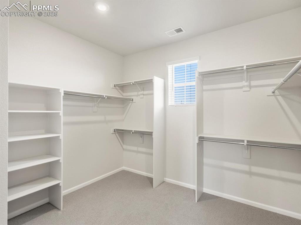 Image 26 of 28: Walk in closet featuring light carpet