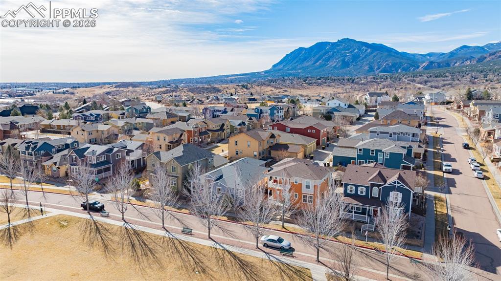 Image 37 of 42: Aerial perspective of Gold Hill Mesa with Cheyenne Mountain in the backdrop