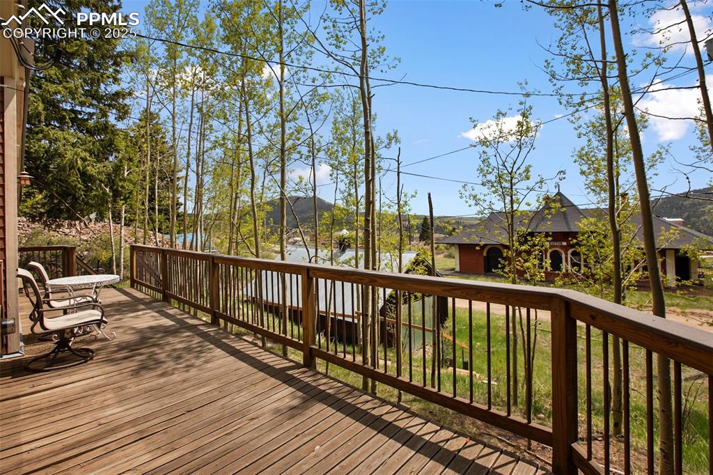 Image 8 of 37: looking southeast from deck, can see mountains and historic Midland Depot s