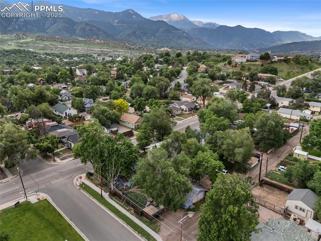 Image 43 of 48: Drone / aerial view of a mountain backdrop