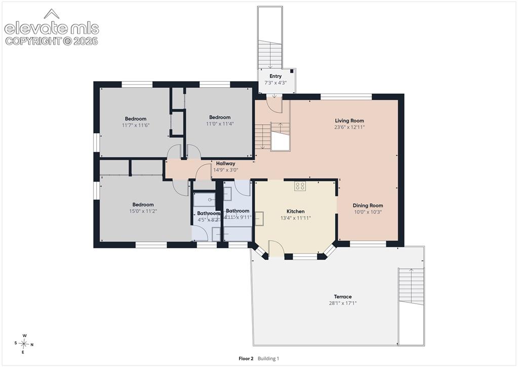 Image 49 of 50: Main level floor plan showcasing an inviting living room, formal dining roo