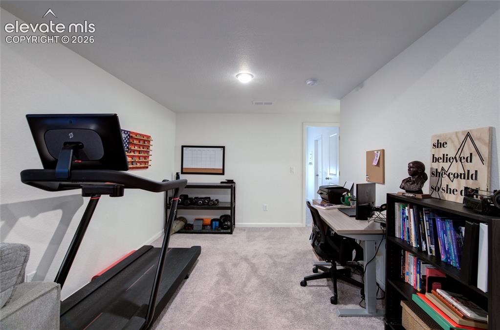 Image 29 of 35: Versatile bonus room featuring light gray carpet, white walls, and recessed
