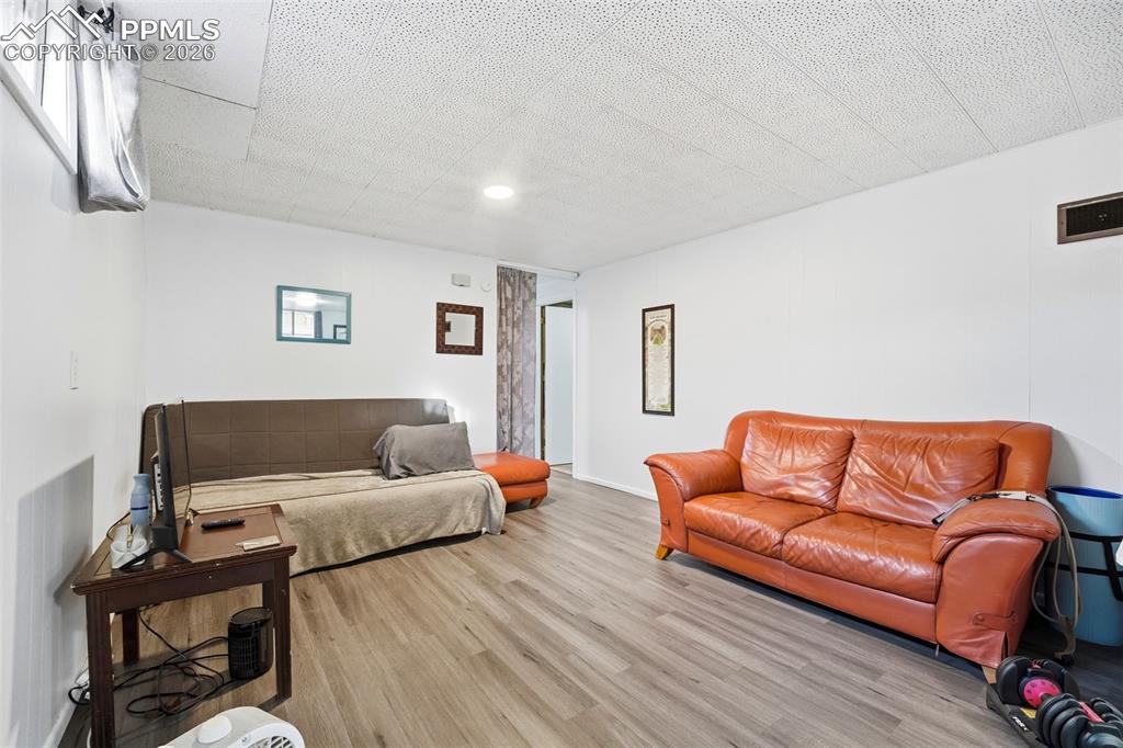 Image 27 of 47: Living room featuring light wood-style floors