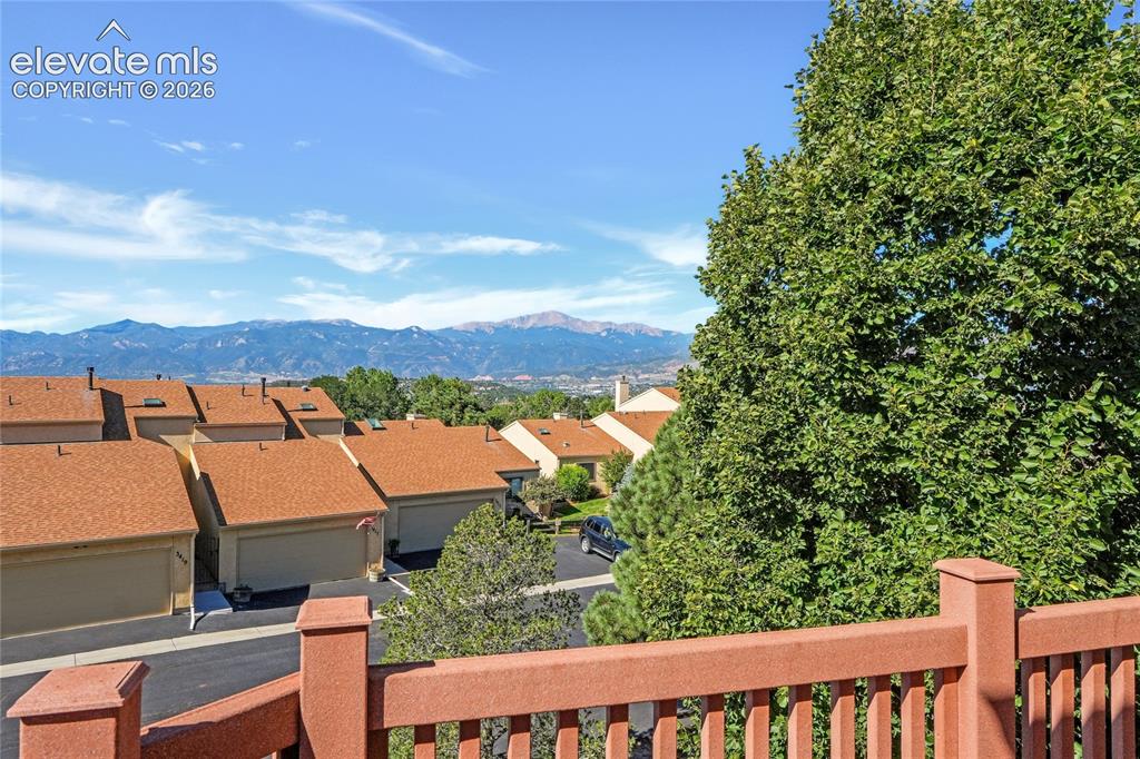 Image 3 of 33: Deck from primary Ensuite and views of Pikes Peak and Garden of Gods