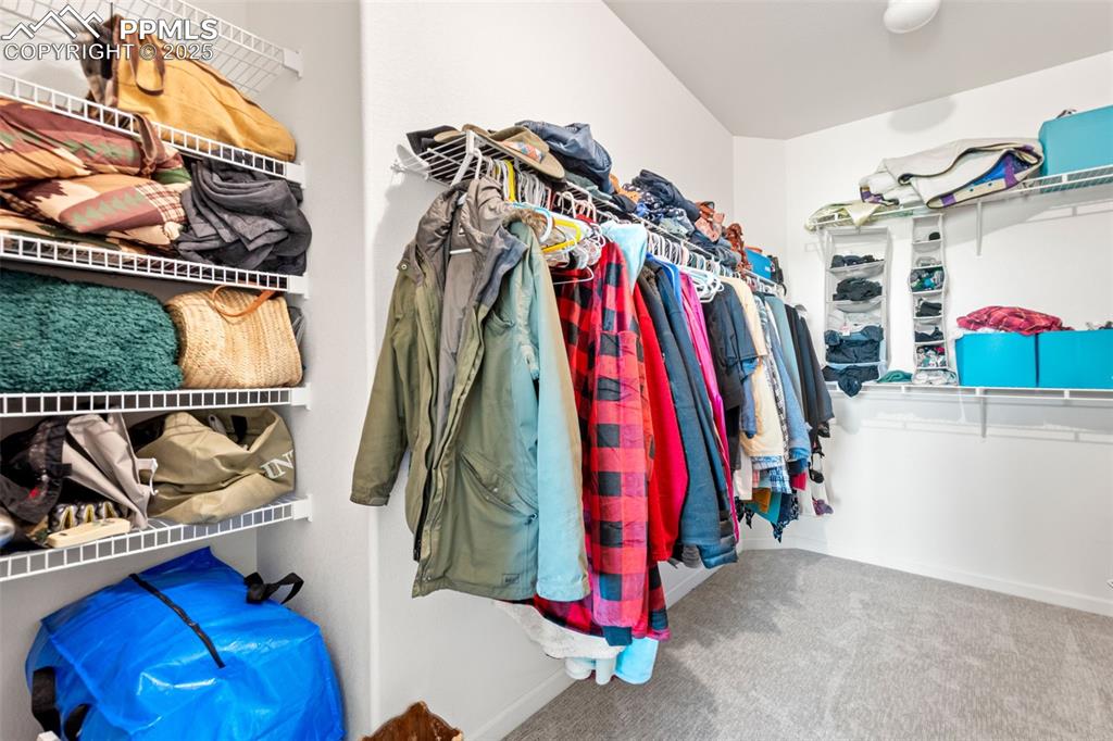 Image 23 of 39: Spacious closet with light colored carpet