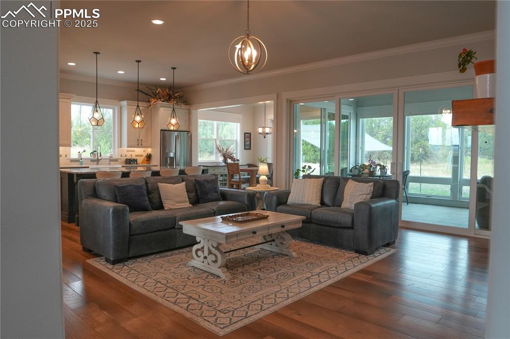 Image 15 of 50:  Chandelier, Living Room, Ambient light