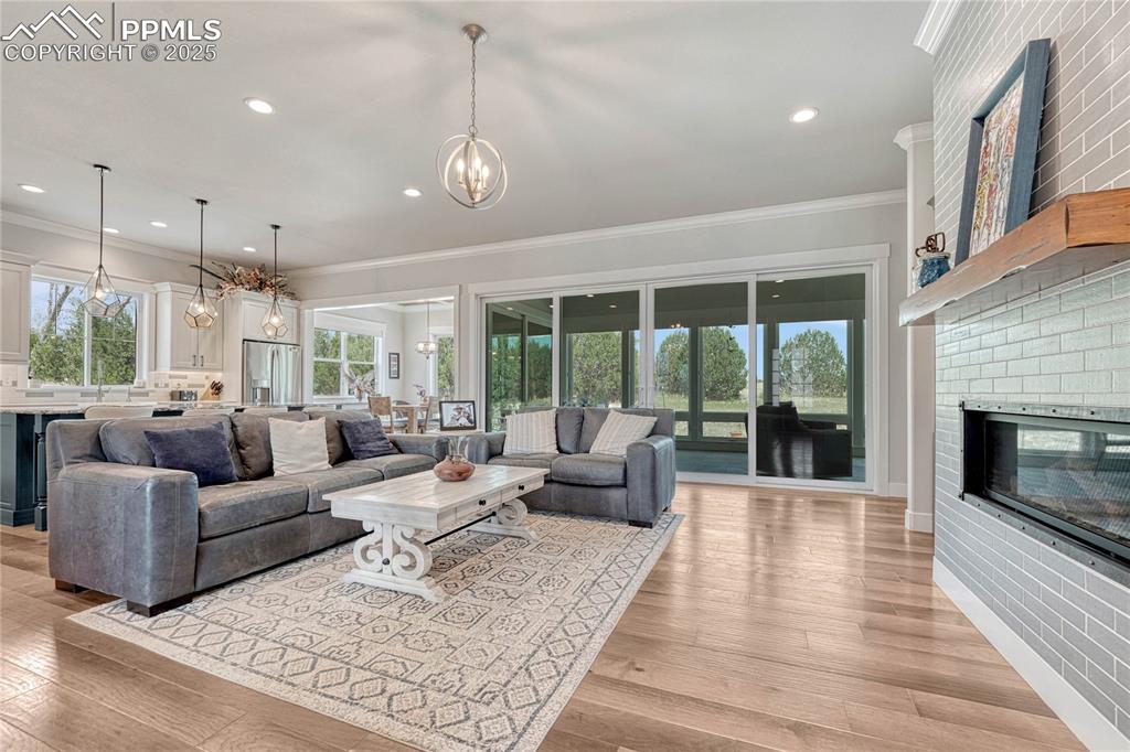 Image 8 of 50:  Crown Molding, Fireplace, Living Room