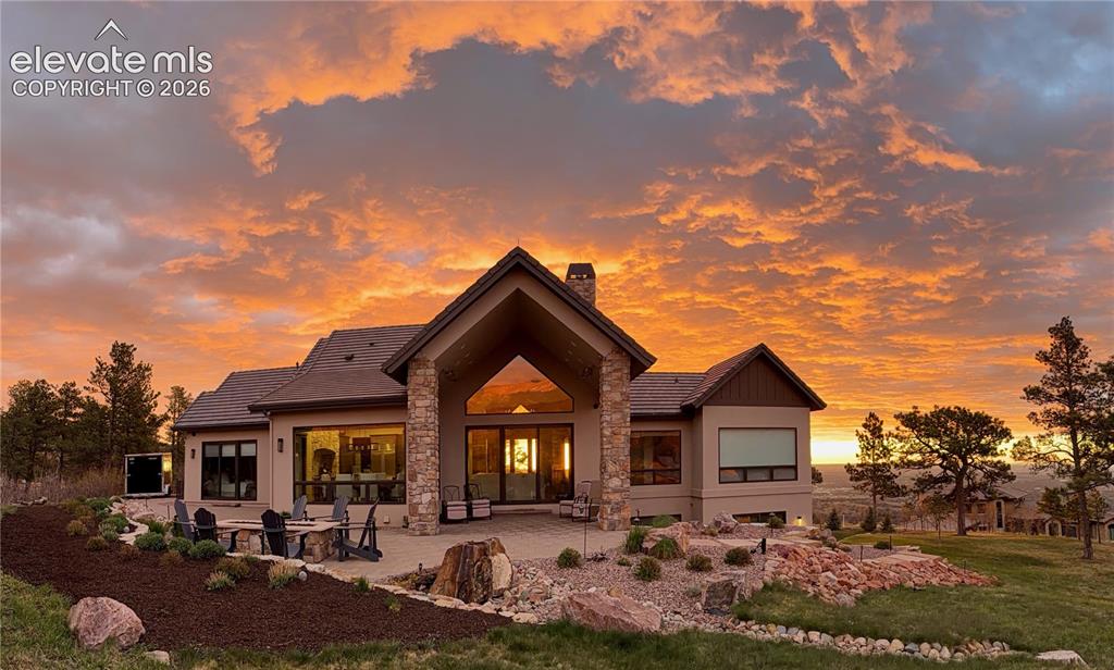 Image 45 of 50: This is what golden hour looks like at 7,645 feet. Rear exterior at sunset,