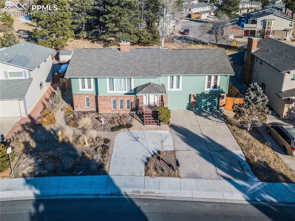 Image 45 of 48: Aerial perspective of suburban area