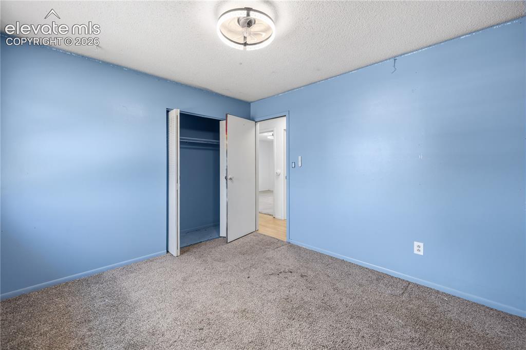 Image 20 of 35: Carpeted room with a built-in closet and a ceiling-mounted light fixture