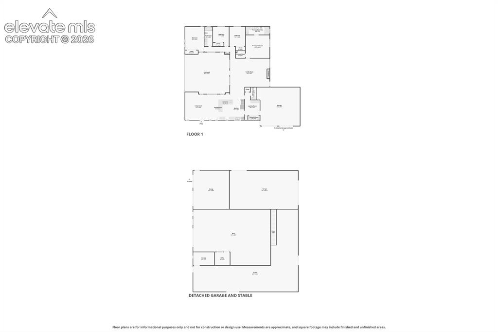 Image 36 of 36: Floorplan of house and barn.