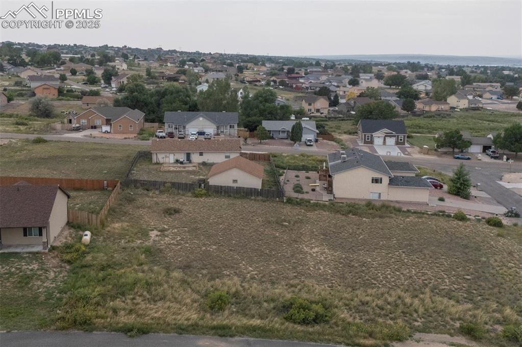 Caption: Aerial perspective of suburban area