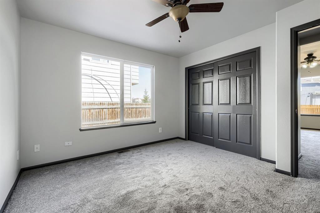 Image 13 of 27: Bright room featuring light gray walls and plush gray carpeting