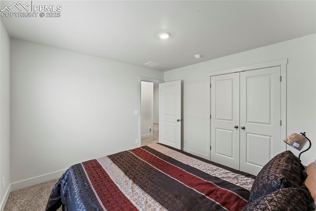 Image 23 of 39: Bedroom with carpet floors and a closet
