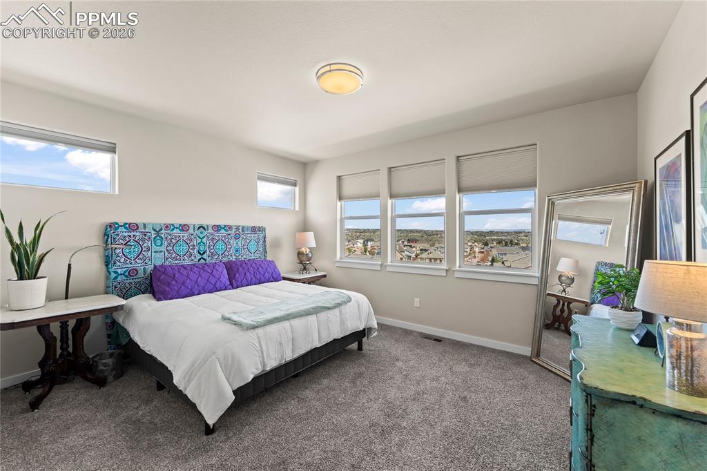 Image 23 of 50: Main level primary bedroom with Mountain View’s