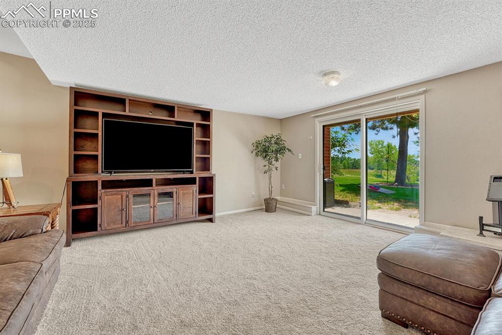 Image 25 of 48: Basement living room with walk out to patio