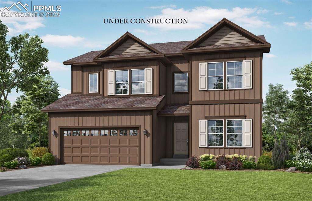 Caption: Craftsman-style house with roof with shingles and a garage