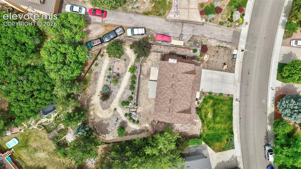 Image 41 of 50: Aerial View of Back Yard