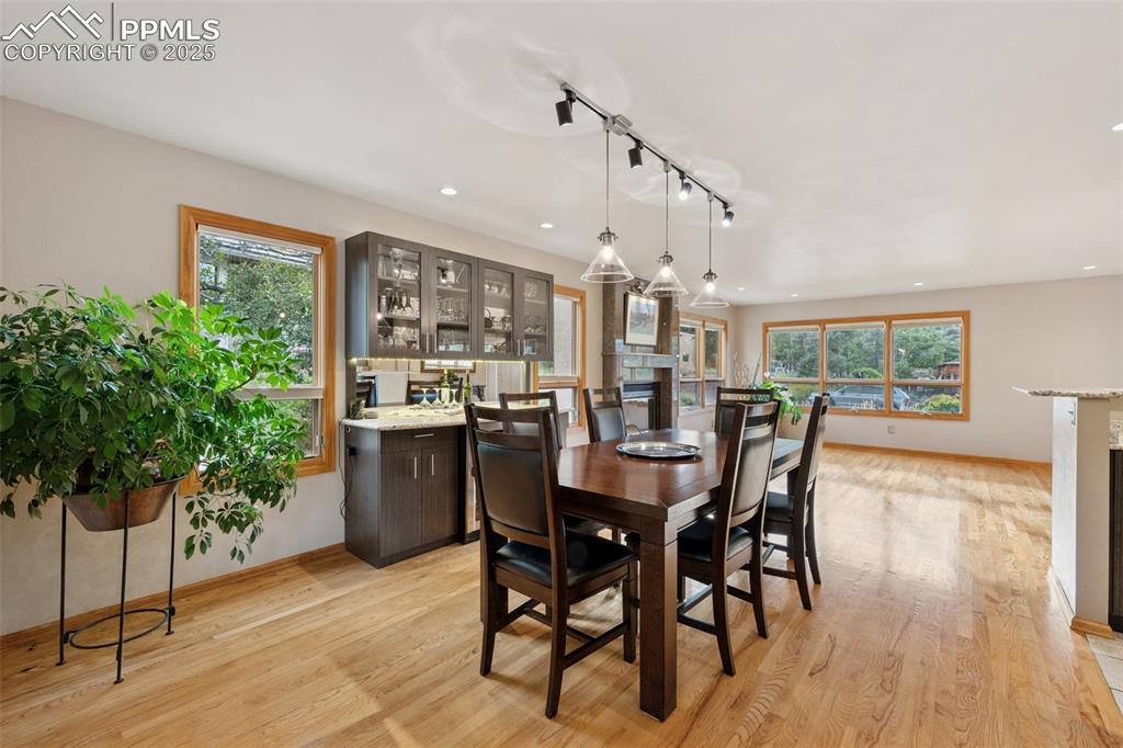 Image 14 of 50: Dining Room With Built In China Cabinet And Dry Bar