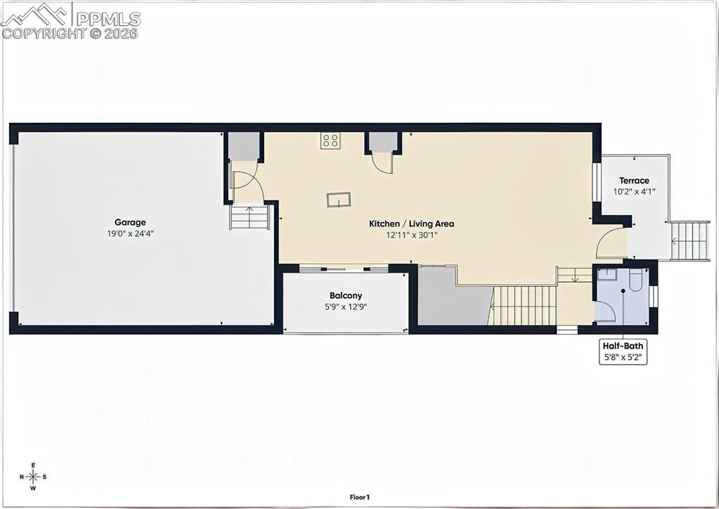 Image 50 of 50: Floor Plan – Main level floor plan showcasing the open-concept kitchen, liv