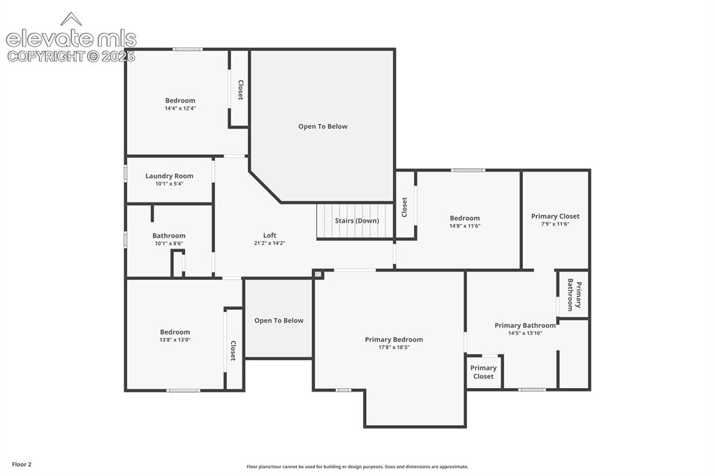 Image 47 of 49: Upper level floor plan (room dimensions approximate)